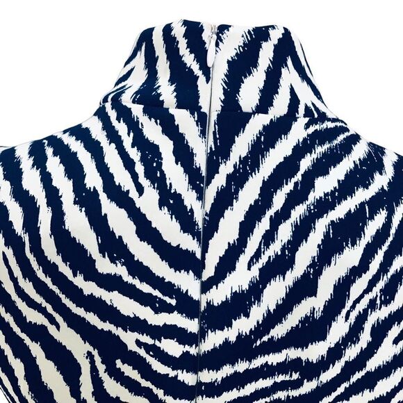 NWOT J. McLaughlin Montego Slim Scuba Zebra Print Mock Neckline Dress Sz L - Picture 6 of 14